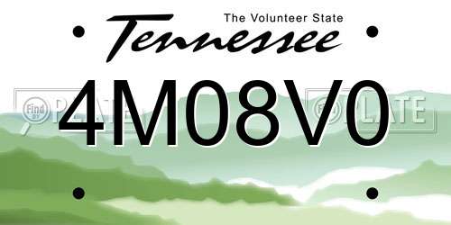 4M08V0 Tennessee License Plate