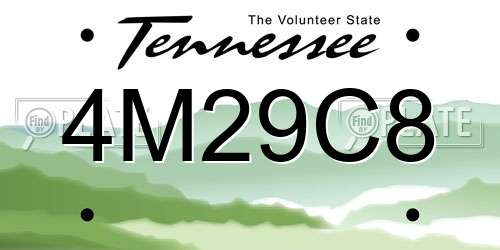 4M29C8 Tennessee License Plate