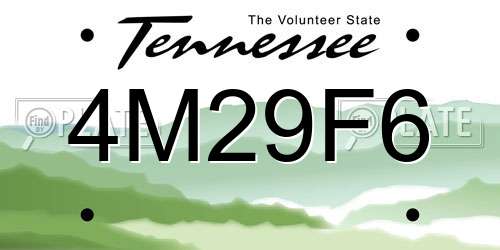 4M29F6 Tennessee License Plate