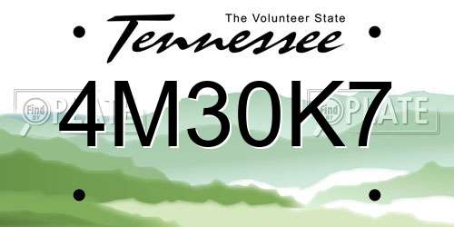 4M30K7 Tennessee License Plate