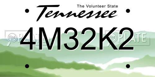 4M32K2 Tennessee License Plate