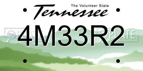 4M33R2 Tennessee License Plate