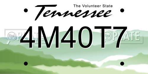 4M40T7 Tennessee License Plate
