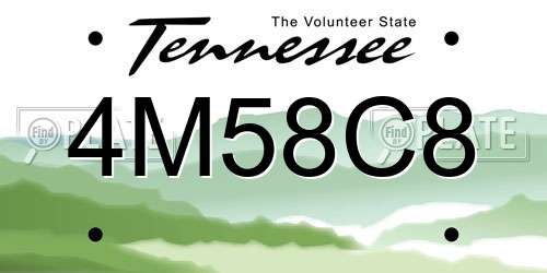 4M58C8 Tennessee License Plate