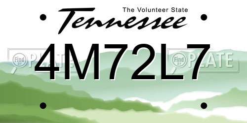 4M72L7 Tennessee License Plate