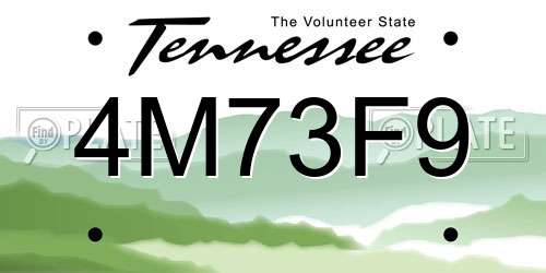 4M73F9 Tennessee License Plate