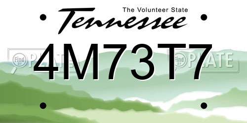 4M73T7 Tennessee License Plate