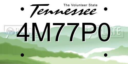4M77P0 Tennessee License Plate