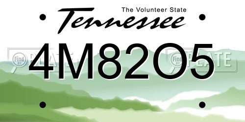 4M82O5 Tennessee License Plate
