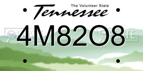 4M82O8 Tennessee License Plate