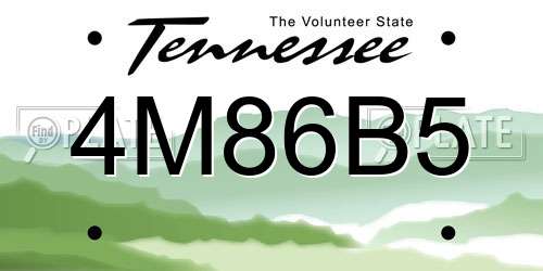 4M86B5 Tennessee License Plate