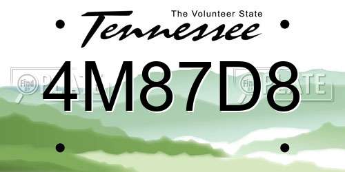 4M87D8 Tennessee License Plate