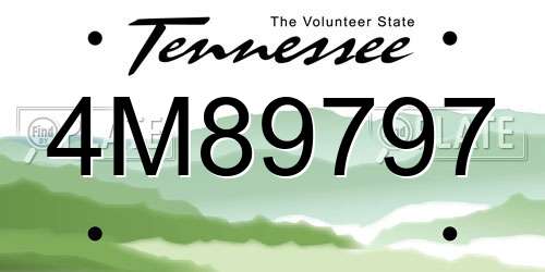4M89797 Tennessee License Plate