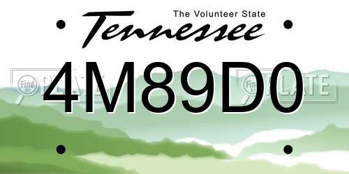 4M89D0 Tennessee License Plate