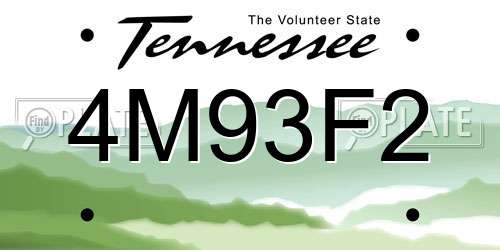 4M93F2 Tennessee License Plate