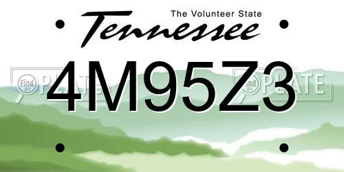 4M95Z3 Tennessee License Plate