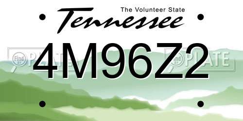 4M96Z2 Tennessee License Plate