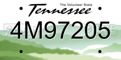 4M97205 Tennessee License Plate
