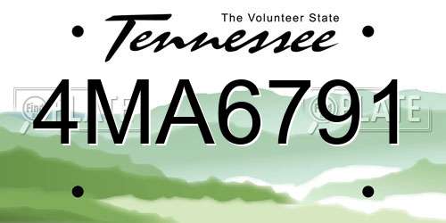 4MA6791 Tennessee License Plate