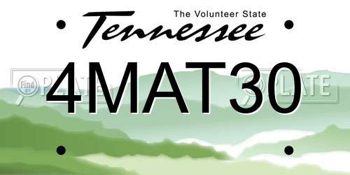 4MAT30 Tennessee License Plate