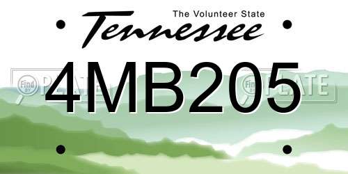 4MB205 Tennessee License Plate