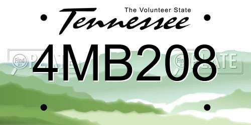 4MB208 Tennessee License Plate