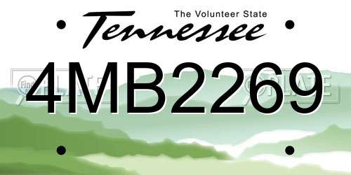 4MB2269 Tennessee License Plate