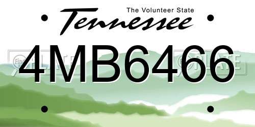 4MB6466 Tennessee License Plate