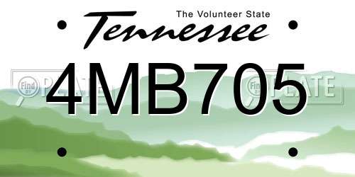 4MB705 Tennessee License Plate