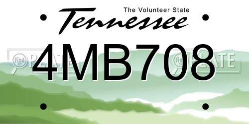 4MB708 Tennessee License Plate