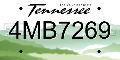 4MB7269 Tennessee License Plate