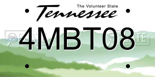 4MBT08 Tennessee License Plate