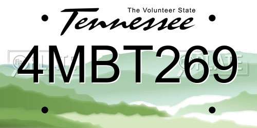 4MBT269 Tennessee License Plate