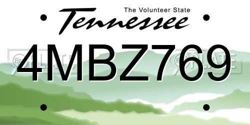 4MBZ769 Tennessee License Plate