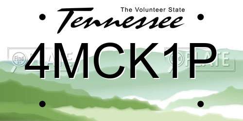 4MCK1P Tennessee License Plate