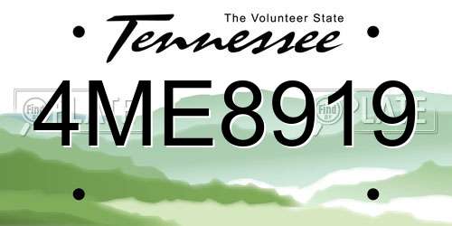 4ME8919 Tennessee License Plate