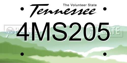 4MS205 Tennessee License Plate