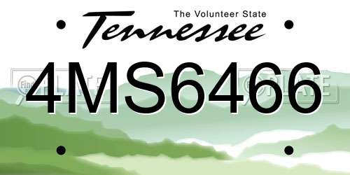 4MS6466 Tennessee License Plate