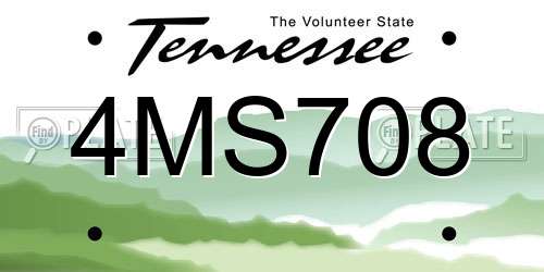 4MS708 Tennessee License Plate