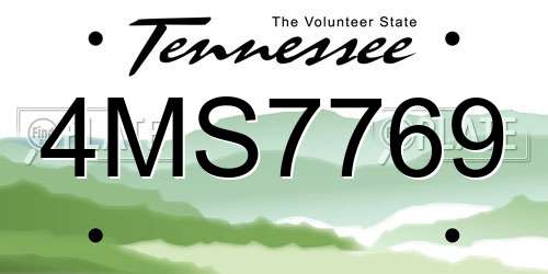 4MS7769 Tennessee License Plate