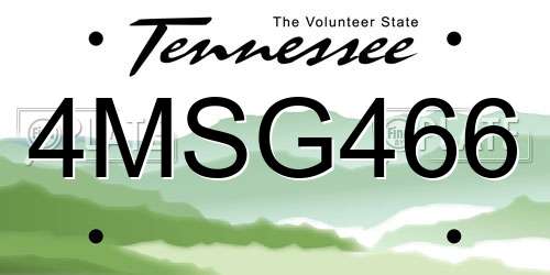 4MSG466 Tennessee License Plate
