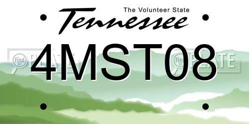 4MST08 Tennessee License Plate