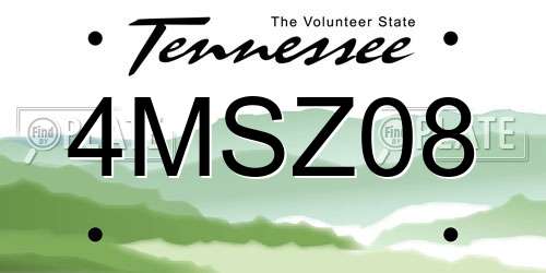 4MSZ08 Tennessee License Plate