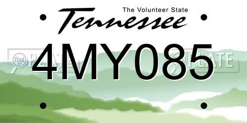 4MY085 Tennessee License Plate