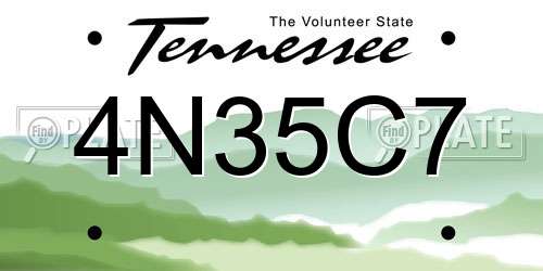 4N35C7 Tennessee License Plate
