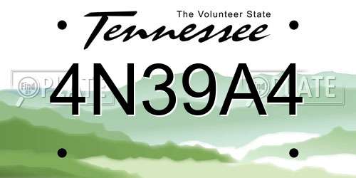 4N39A4 Tennessee License Plate