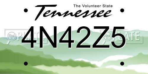 4N42Z5 Tennessee License Plate
