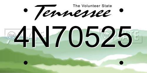4N70525 Tennessee License Plate