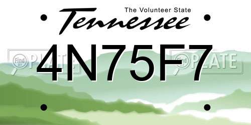 4N75F7 Tennessee License Plate