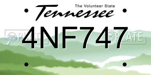 4NF747 Tennessee License Plate